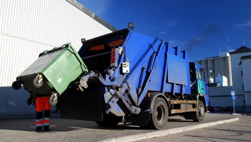 Safety measures around a builders skip
