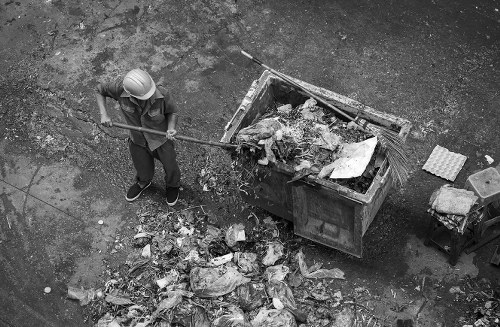 Site clearance workers preparing a construction site in Clapham